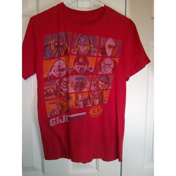 Vintage‎ GI Joe Cobra Villains Grid Graphic TShirt Red Comic Book Characters M - Picture 1 of 3